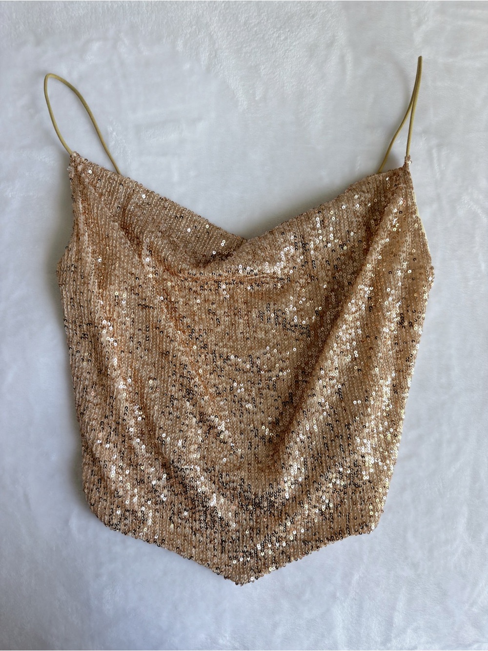 SHEIN Gold Sequin Cowl Neck Camisole